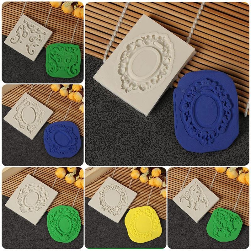 European Pastry Antique Mirror Frame Fondant Cake Mold Silicone Mould Border Embossing Pastry Tool