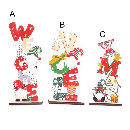 Christmas Decoration Hollow Out Wooden New Year Gift Reusable Durable Christmas Decoration Letter Shape Colorful Wooden Xmas Ornaments for Christmas
