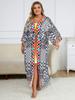 Bohemian Plus Size Women's Kimono Cardigan Soft Print Swim Suit Cover Up Holiday Beach Wear Outfit Relaxed Light Jacket Tunic Q1332