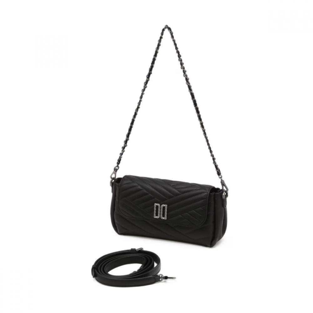 Daks Black Dd Logo Leather Chain Shoulder Crossbody Bag Dcwa6e761bk