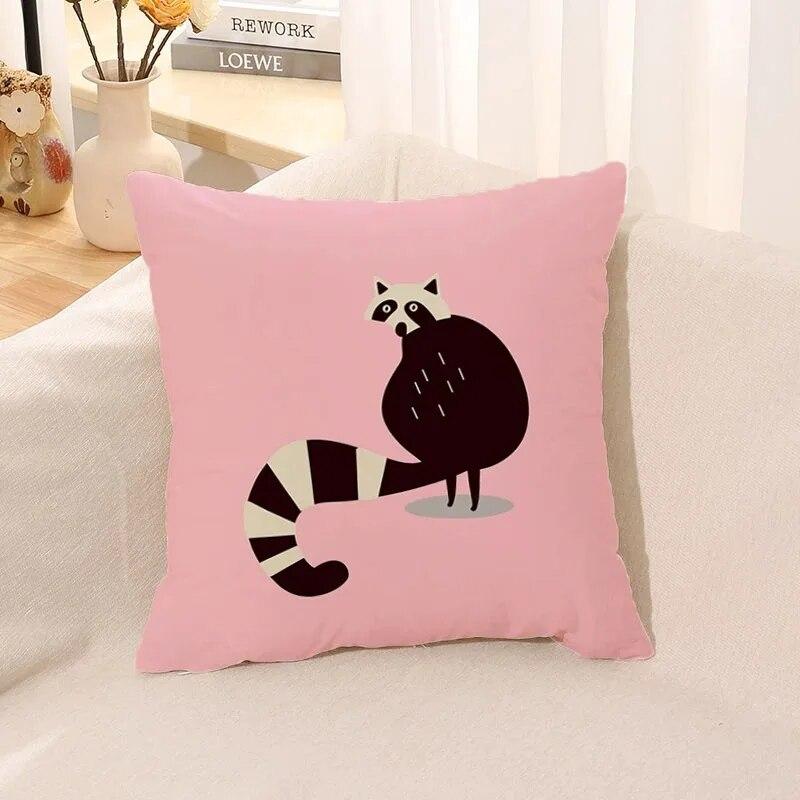 Cartoon Animal Print Pillow Case Living Room Sofa Cushion Cover Bedroom Room Bedside Home Decoration