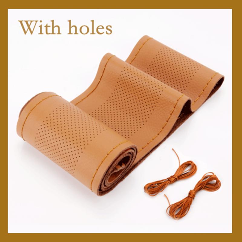 Чехол на руль автомобиля 15 дюймов/38 см, оплетка из мягкой искусственной кожи на руле с иглой и ниткой