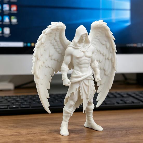 3D-печатная статуэтка Темного Ангела Готическая фигурка с капюшоном Детальный крылатый настольный декор