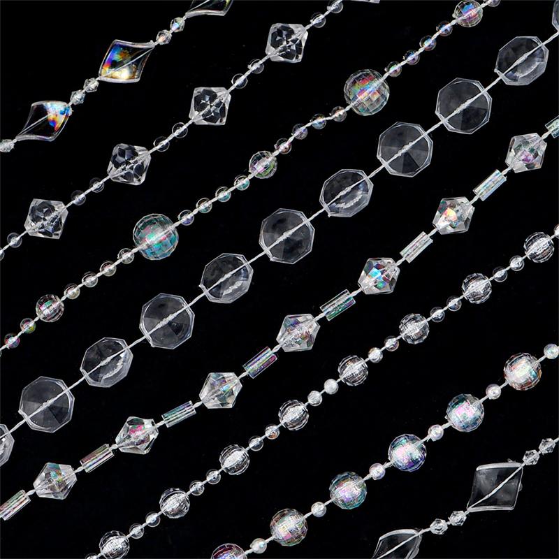 17-60Meter Imitation Pearl Acrylic Beaded Chain Trim Garland Strand for Door Curtain Wedding Decoration DIY Embellished Accessories