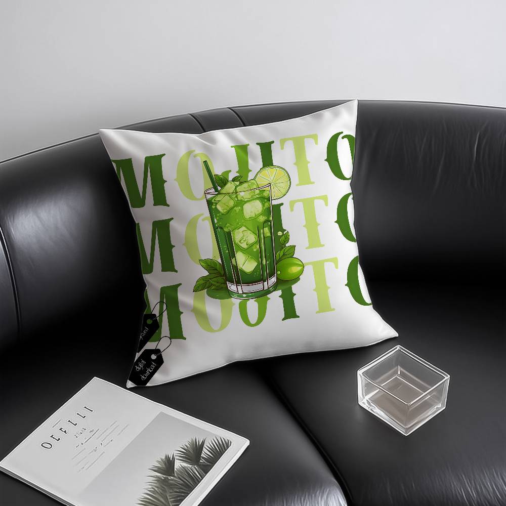 Art M-Mojito C-Cocktails Pillow Case Anti-Dustmite Invisible Zipper Sofa Bed