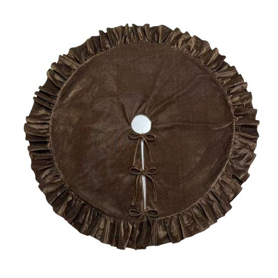 Yousheng Velvet Christmas Tree Skirt 48 Inch Ruffled Holiday Tree Skirt Rustic Xmas Tree Decoration Soft Festive Tree Apron for Cozy Celebrations