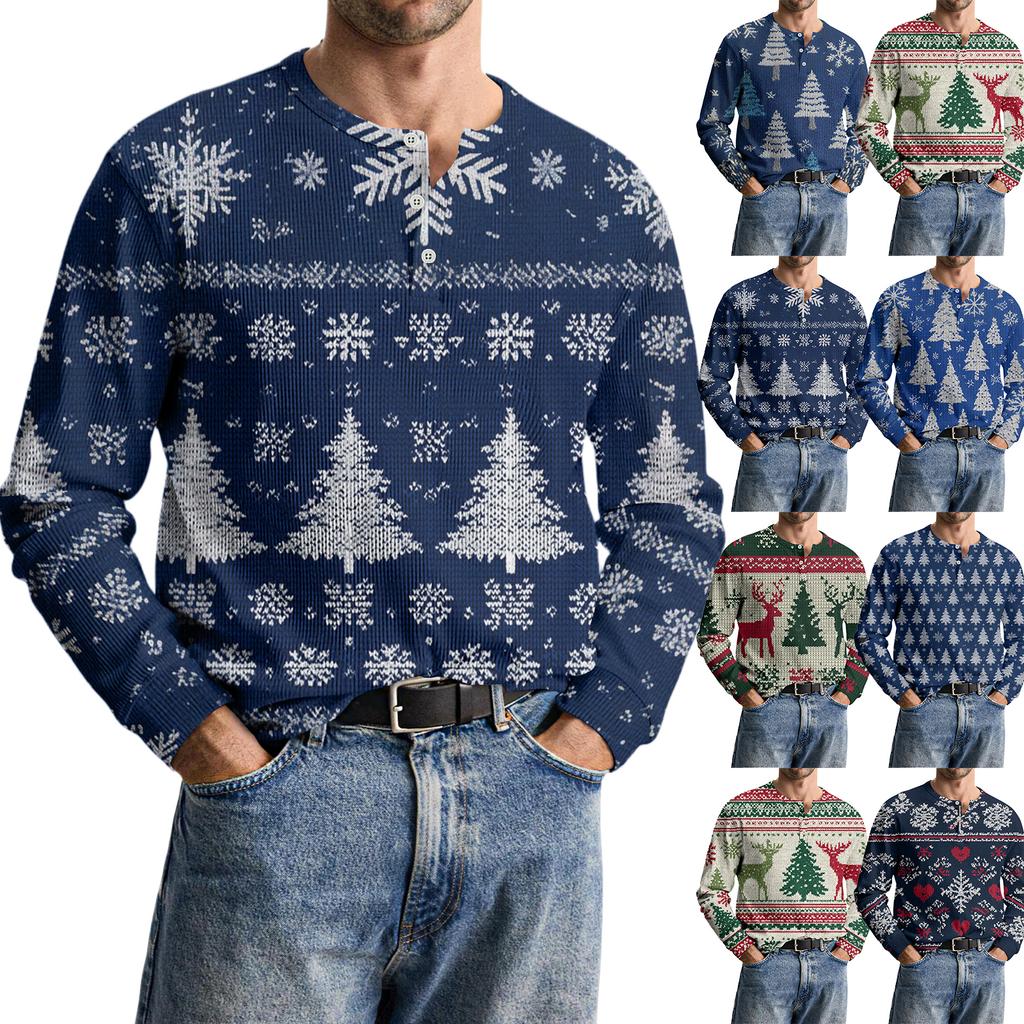 Men's Casual Knit Button-Up Long-Sleeve Shirt