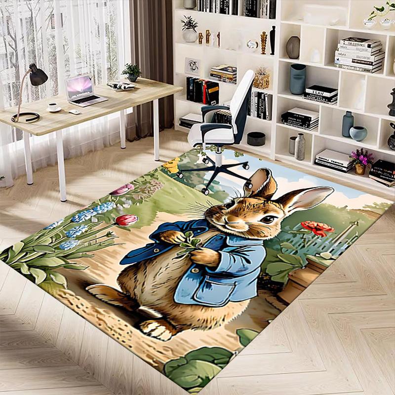 1PC rabbit garden Non-Slip Floor Carpet Compatible for Office&Living Room&Bedroom&Dining room - Flat - Weave Machine-S0383