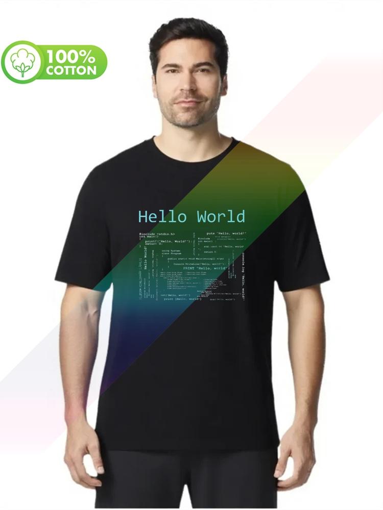 100 cotton round neck heavy weight Unisexs Tshirt brand Unisex shirt Hello World Computer Programming Languages S3XL Tops Tees