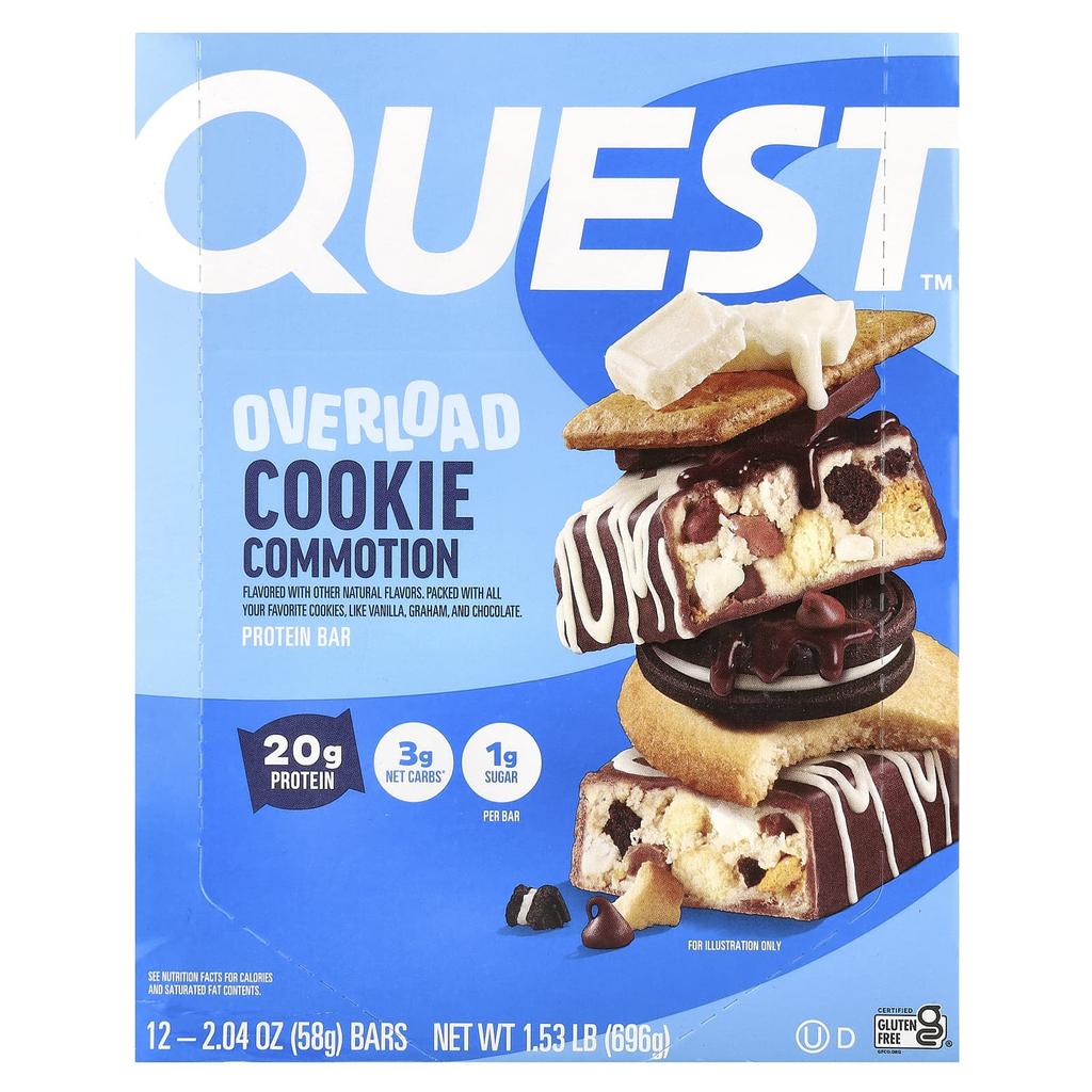 Overload Protein Bar, Cookie Commencement, 12 Bars, 58G (2.04Oz) Each