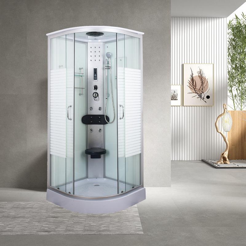 Arc Shower Glass Door with Integrated Bathroom and Toilet for Wet/Dry Separation.