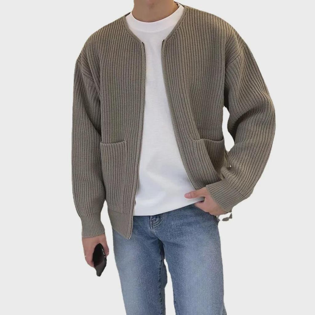 Men's Korean Style Knitted Zipper Cardigan: Trendy, Casual, and Versatile for Spring & Autumn 2024