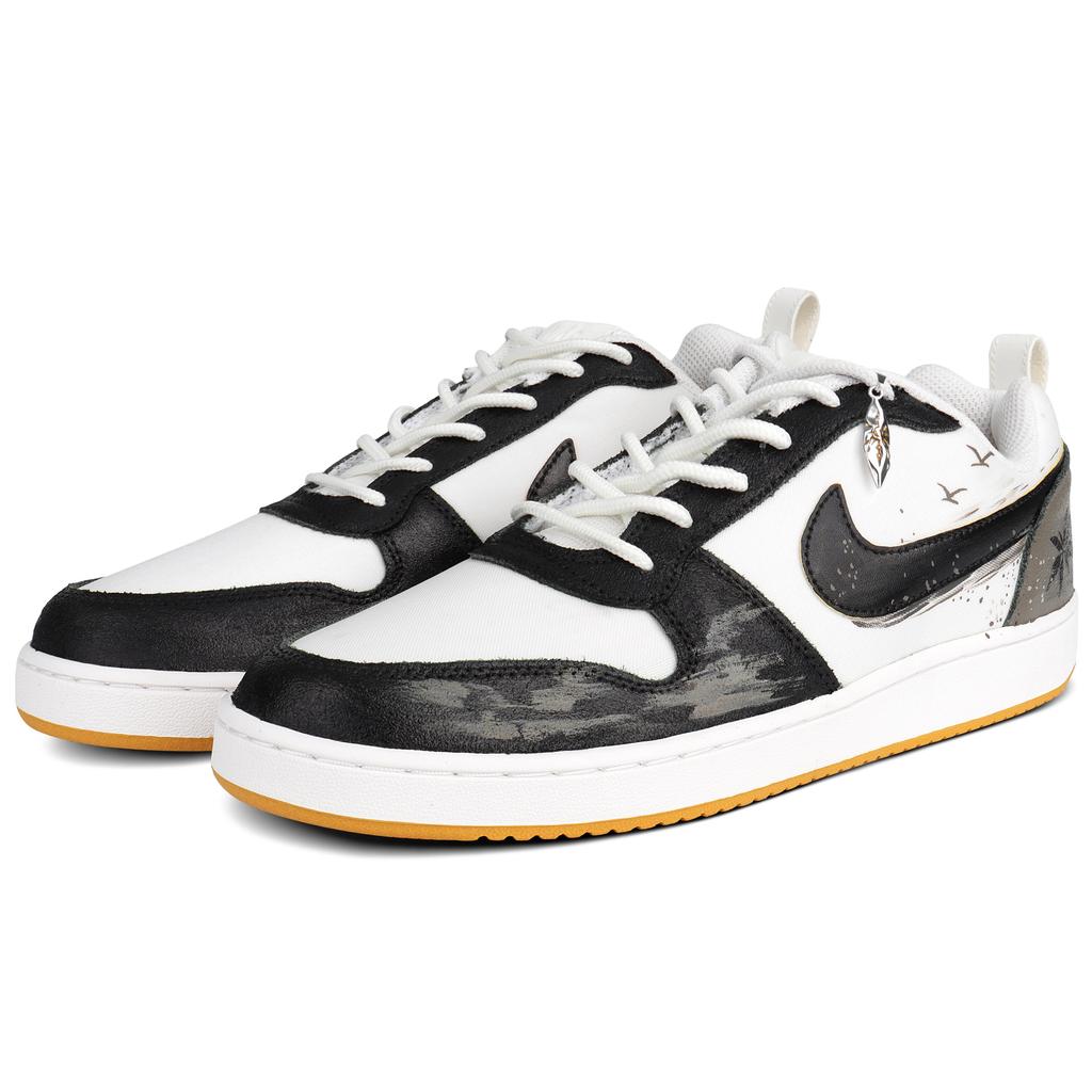 Nike Court Borough Abrasion Resistant Low top Skateboard Shoes Men's Black White Brown 844881-100(Team1453-)