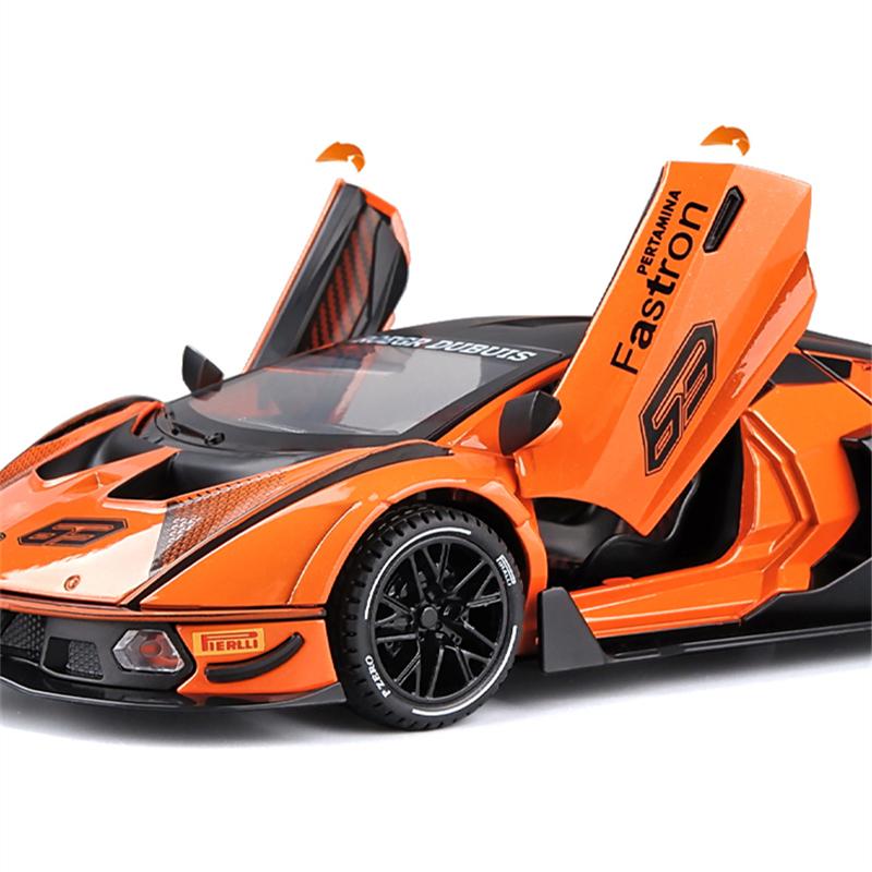 1/24 Lamborghini Essenza SCV12 сплава спортивная модель автомобиля литые металлические игрушечные транспортные средства коллекция моделей автомобилей имитация звука света детский подарок