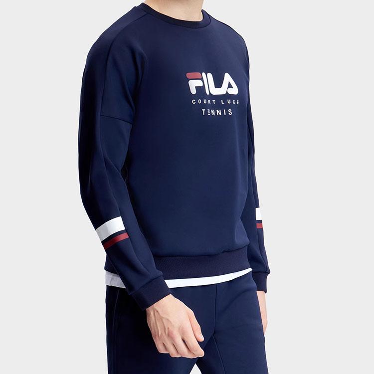 Fila Теплый Дышащий Прочный Свитшот с Круглым Вырезом с Длинным Рукавом Мужские Топы Темно-Синий A11M333203F