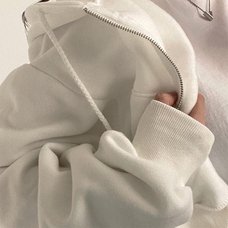 Women Hoodies Jacket Autumn Vintage Solid Color Zip Up Oversized Sweatshirts Harajuku Korean Version Long Sleeve Hooded Jackets Coat