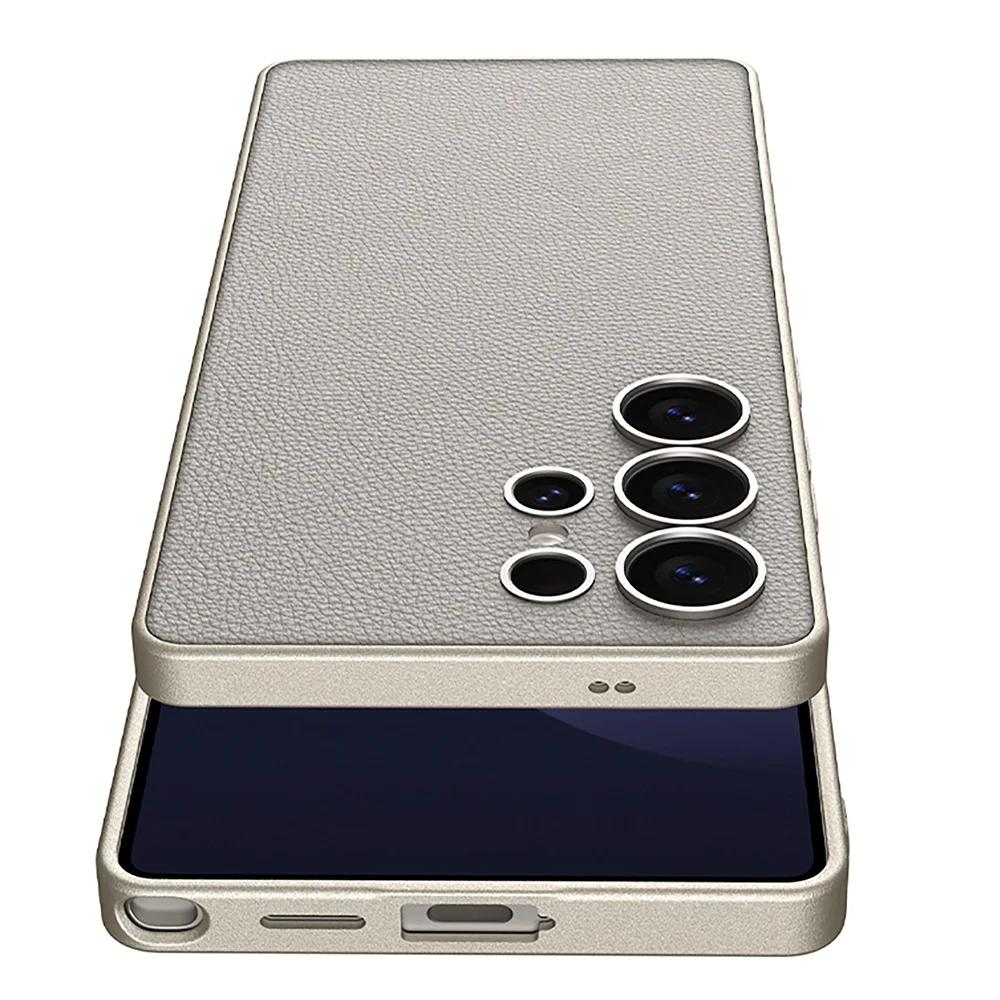 Чехол для телефона из металлической лакированной кожи для Samsung Galaxy S23 S24 S25 Ultra Hard PC Shell Luxury Skin S25Ultra Protective Cover