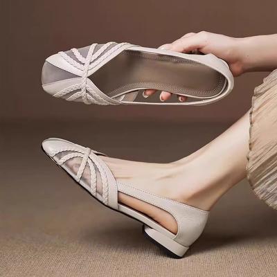 Универсальная женская обувь французская мода сумка голова сандалии дышащая сетка нежные 2025 лето простые пустые туфли