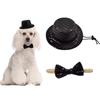 Pet Dog Cat Costume Sequins Jazz Hat And Bow Tie Collar Pet Halloween Birthday Party Accessories Costume Cap Pet Supplies