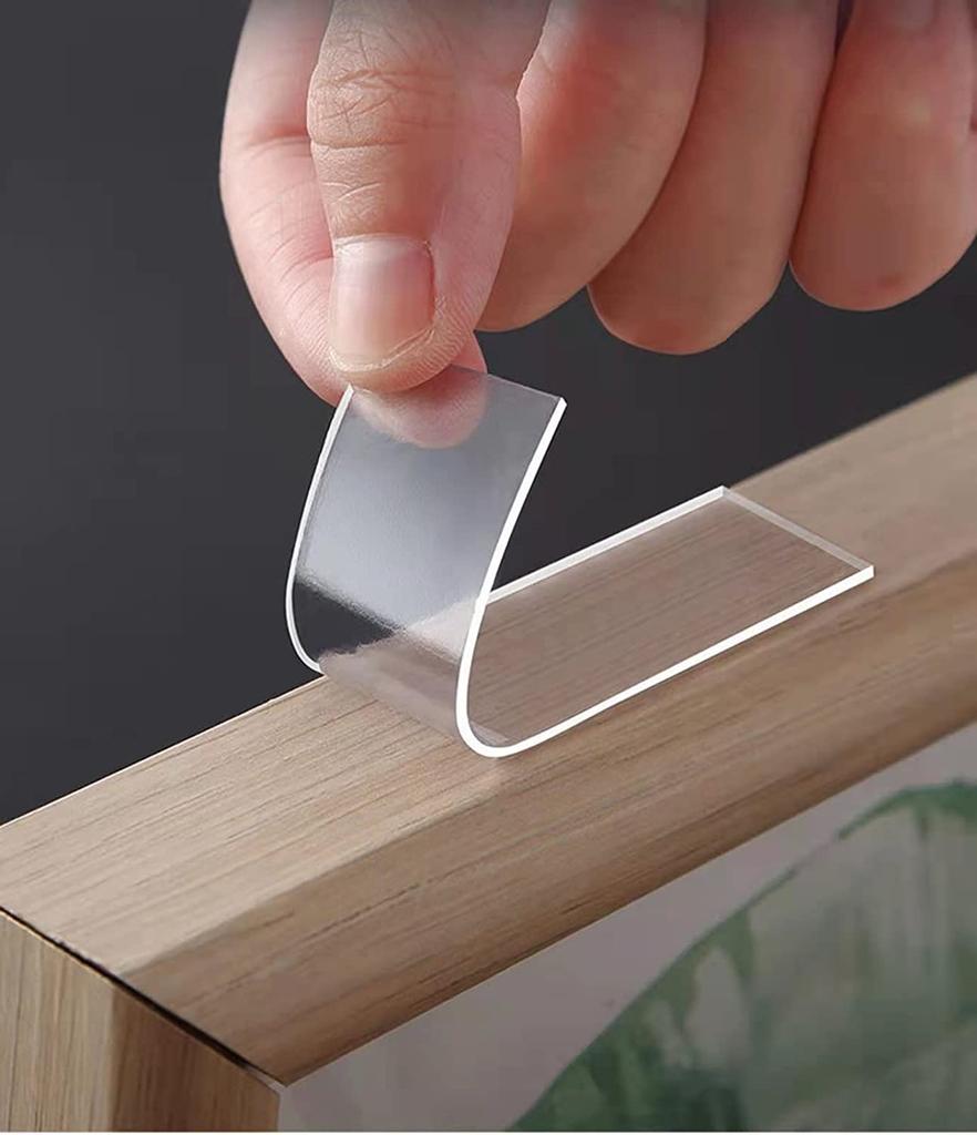 Double Sided Adhesive Tape 20PCS Removable Wall Mounting Sticky Gel Tape Washable Traceless Transparent Tape for DIY Craft Home Office