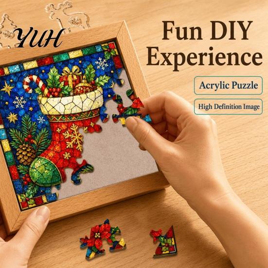 Desktop Light for Living Room DIY Acrylic Puzzle LED Night Light, Hand Assembled Christmas Tree Jigsaw Lamp, Creative Decorative Desk Bedroom And Home