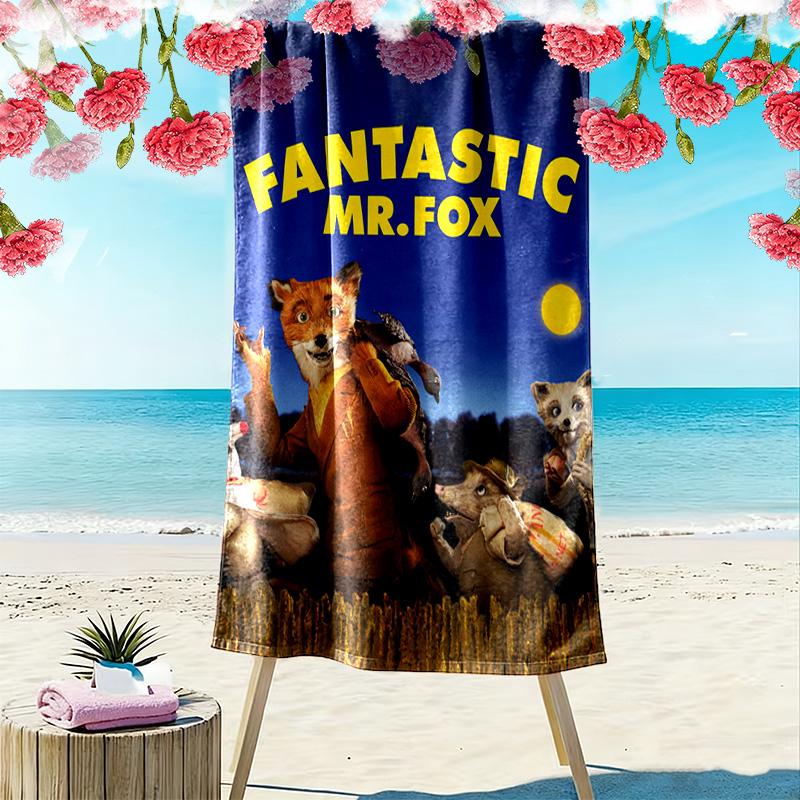 Fantastic Mr. Fox 2D Flat Print Beach Towel, Large Soft Quick Dry Towel for Beach Camping SwimmingSSTJ0917005