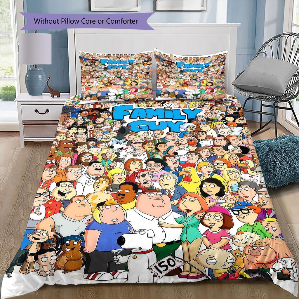 Family Guy Poster Pattern Bedding Home Decoration Birthday Gift ( 1 duvet cover + 2 pillowcase, without core),fan merchandise.