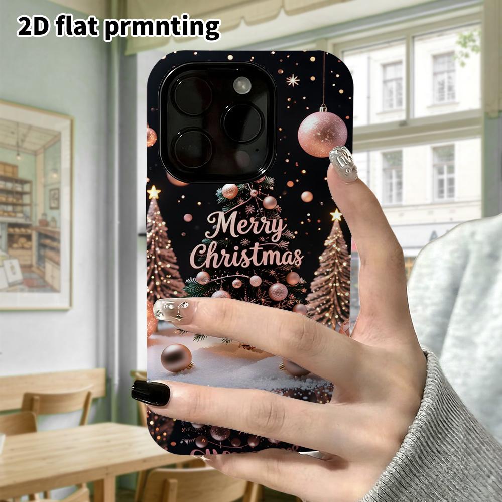 Phone Case: 2D flat design suitable for iPhone 18, 17, 16, 15, 14, 13 Pro film protective case, couple style, snow scene, Christmas and Halloween gift