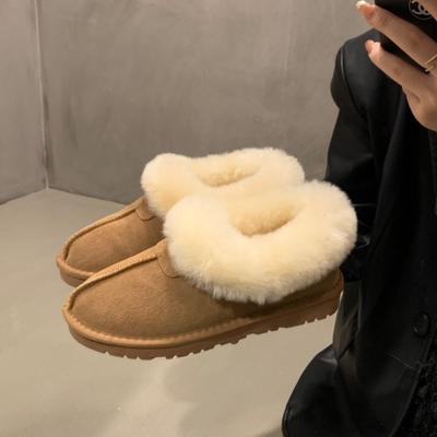 Женские короткие теплые и нескользящие хлопковые туфли на толстой подошве на осень и зиму