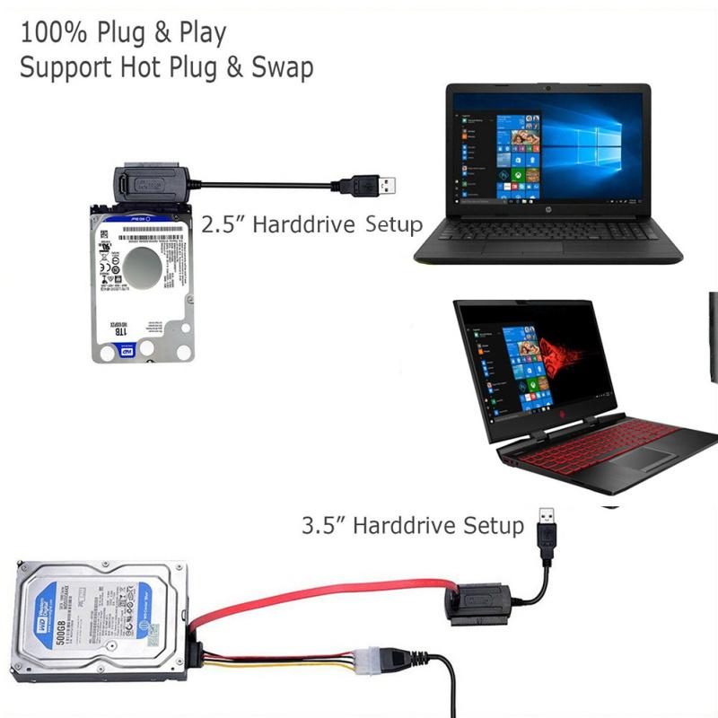 Адаптер-кабель USB на IDE / SATA Easy Drive для 2,5-дюймового / 3,5-дюймового жесткого диска с адаптером питания