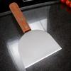 Griddle Scraper Stainless Steel Cooking Spatula Heavy-Duty Bevel-Edged Griddle Scraper with Wooden Handle for Steak Pizza Picnic