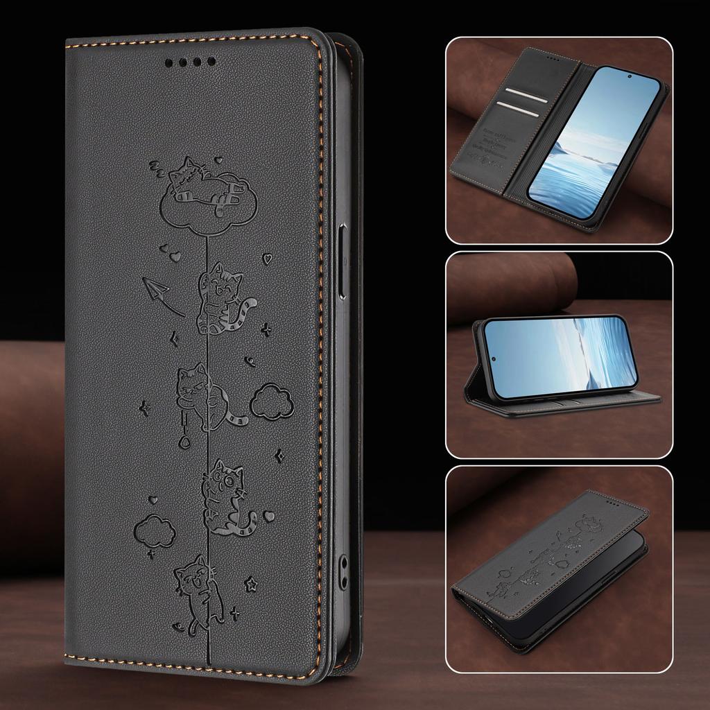 Cute Cat Leather Flip Wallet Case on For Motorola Moto G72 G32 G22 G71 G51 G41 G31 G30 G20 G10 Power RFID Protective Phone Cover