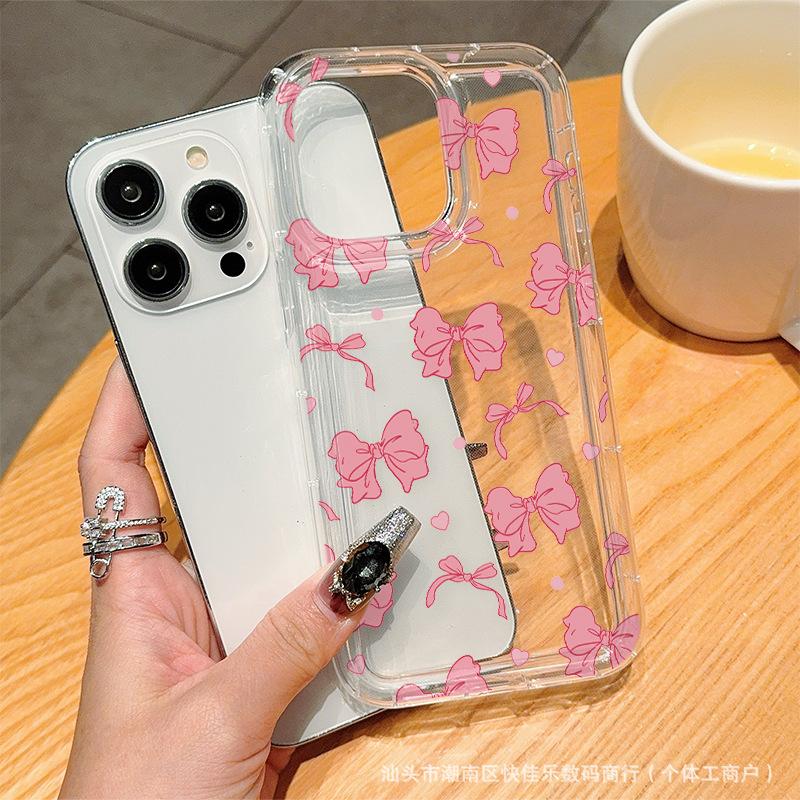 Милый розовый бант подходит для чехлов iPhone 11/12/13/14 Pro Max