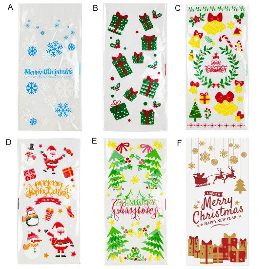 50 шт. Рождественские пакеты для выпечки, прозрачные, с мультяшной печатью, для упаковки печенья, с рождественским принтом, пакеты для хлеба для пекарни