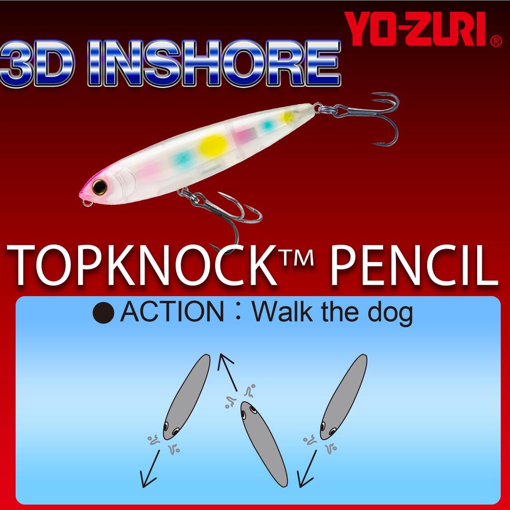 Saltwater Lure 3D Inshore Top Knock Pencil 100mm Silver Black YO-ZURI Color