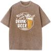 Keep Calm Drink Beer Printed Men's T-Shirt Men Women Casual Fashion Oversized T-shirt 90s Vintage Washed Old T-shirt