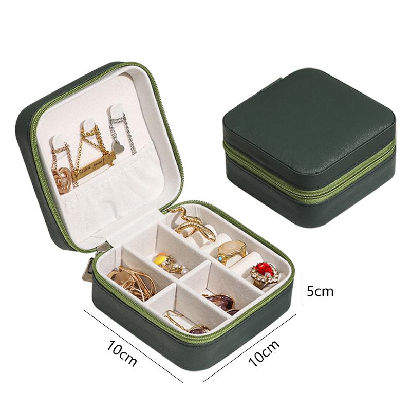 Portable Jewelry Storage Box Jewelry Organizer Display Travel Jewelry Case Boxes Button Leather Zipper Jewelers Joyero
