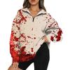 Women's Fashion Casual Long Sleeve Halloween Printed Zipper Turtleneck Drop Shoulder Sweatshirt Top