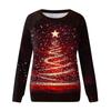 Женский повседневный модный рождественский принт с длинным рукавом и круглым вырезом, пуловер, топ