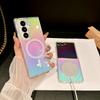 Luxury Transparent Acrylic Color Coated Magsafe Magnetic Phone Case For Samsung Z Flip Fold 7 6 5 4 3 Wireless Charge Shockproof Protect Cover