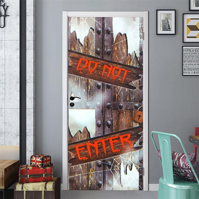 3D серые обои ужасов для украшения Хэллоуина, наклейка на дверь, самоклеящаяся водонепроницаемая наклейка на стену из ПВХ, декор для вечеринки, фреска с зомби