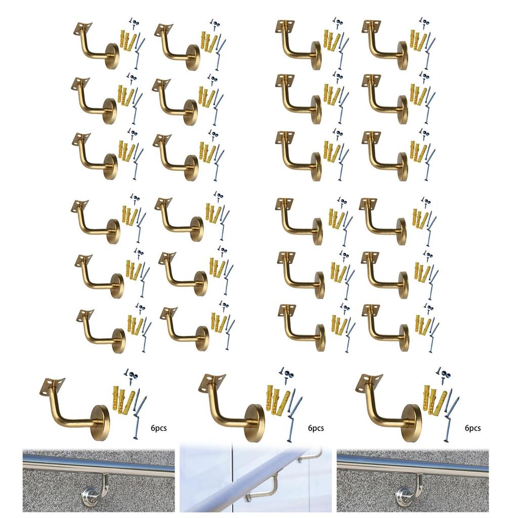 6x Banister Support Office Shopping Mall Home Improvement Guardrail Building with Screws Hardware Stairs Hand Rail Brackets