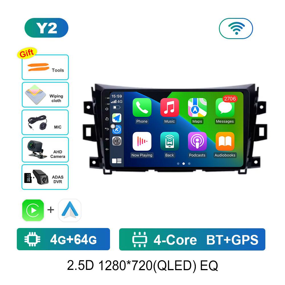 DSP Стерео Автомагнитола Мультимедийный плеер для Nissan NAVARA Frontier NP300 2015 - 2024 Navi GPS HD Экран WiFi Android 14 Bluetooh