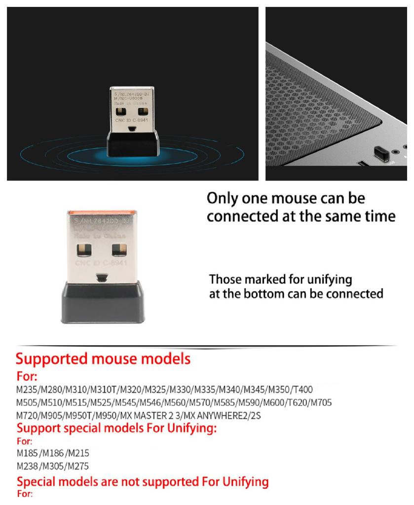 Single Channel Wireless USB Receiver For Logitech Unifying Mouse M235 M280 M310
