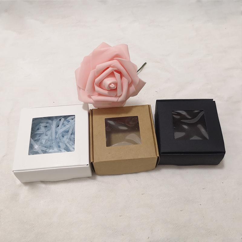 10 шт. Упаковка Прозрачное Окно Подарочная Упаковка Конфеты Мыло Коробка Бумажная Коробка Крафт Коричневый Белый AVE