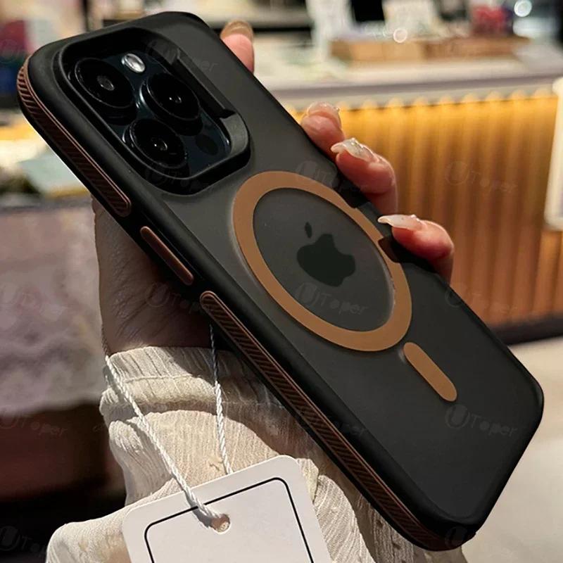 Двухцветный Матовый Матовый Магнитный Чехол Для Телефона Для iPhone 17 16 15 14 Plus 13 12 11 Pro Max Полупрозрачный Ударопрочный Жесткий Чехол