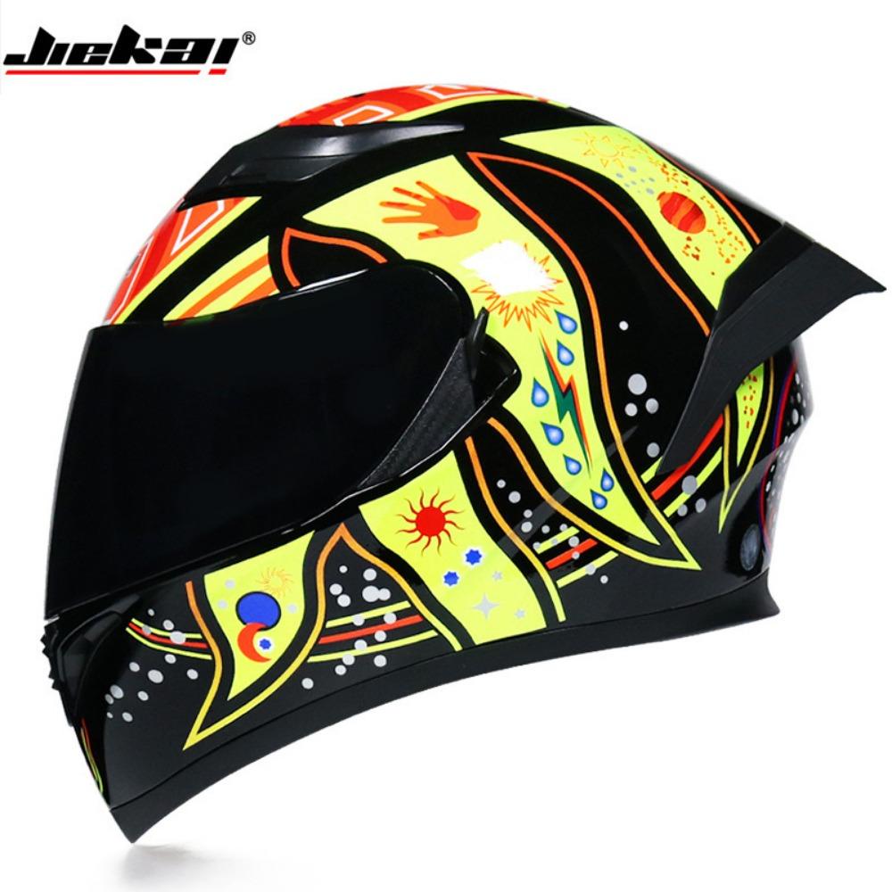Jiekai Electric Motorcycle Helmet Men's and Women's Full Helmets Double Lenses Full Overlay Street Car Bluetooth Universal In All Seasons