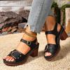 Thick-heeled Sandals for Women Wear The New 2025 Summer Thick-heeled Plus-size High-heeled Sandals for Women's Casual Comfort