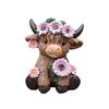 Highland Cow Vase Cute Cow And Flower Resin Vase Decorative Planter Without Drain Hole for Plants Flowers Home Outdoor Indoor Decor