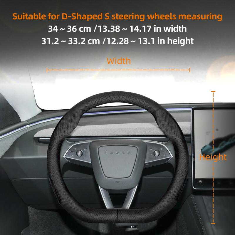 Suitable for Tesla Ultra-Thin Breathable Leather Steering Wheel Cover Suitable for Model 3 Y X S 2024